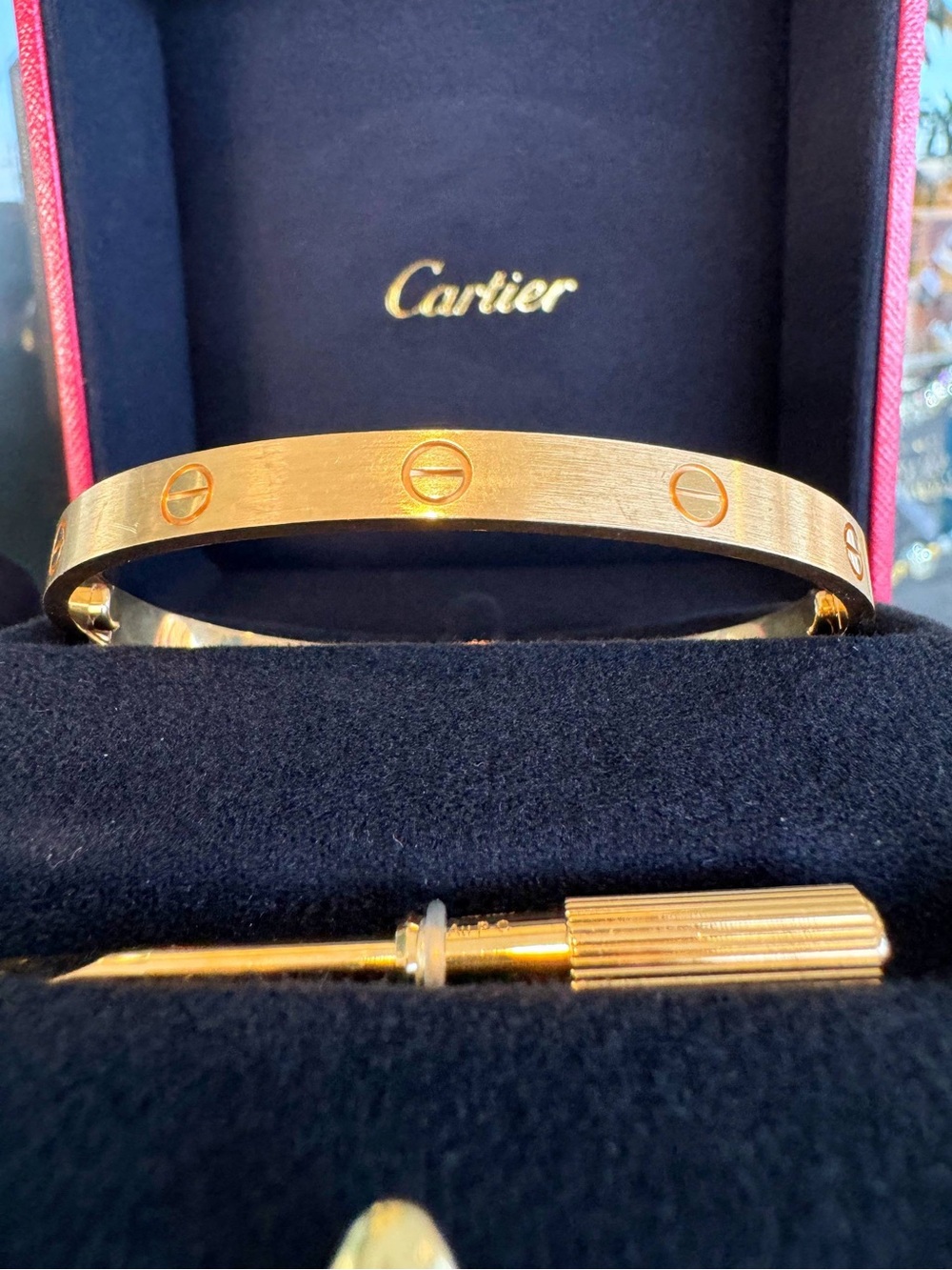 Cartier 18k yellow gold Brushed LOVE BRACELET CLASSIC MODEL size 20 full set 202 - Picture 4 of 11